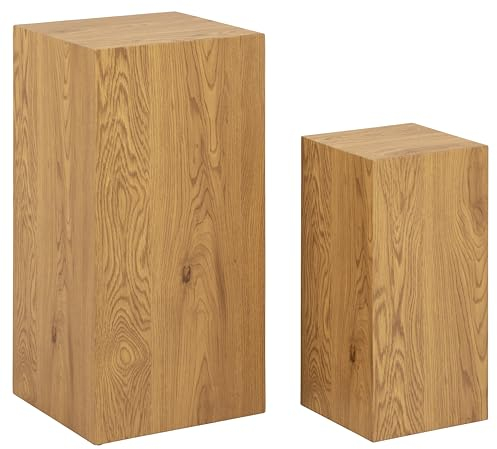 AC Design Furniture Dicte Podest 2er Set in Wildeichenoptik, Blumensäule Rechteckig, Dekosäule für Skulpturen, Wohnzimmermöbel, B: 35 x H: 70 x T: 35 cm und B: 25 x H: 50 x T: 25 cm