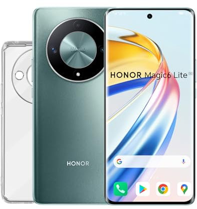 HONOR Magic6 Lite + Coque PC Case, Smartphone 5G, 8 Go + 256 Go, écran 120 Hz Anti-Chute 6,78 Pouces, Triple Appareil Photo arrière 108 MP, Batterie de 5300 mAh, Double SIM, Android 13, Vert émeraude