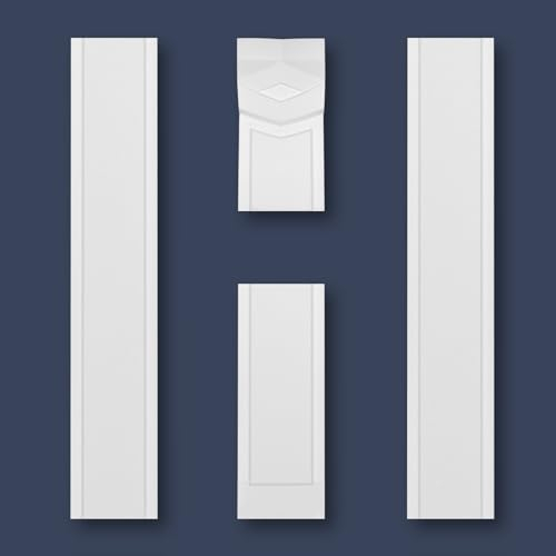MARBET DESIGN Pilaster, Styropor in weiß - Mediterrane Säule Stuck Dekorbau Wandpfeiler Teilpfeiler historische Wanddekoration Innenbereich, Komplettset: Basis, Schaft & Kapitell (PL-03)