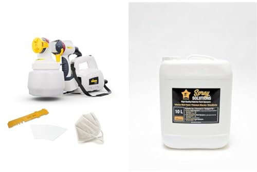 WAGNER Pistolet à Peinture W 450 pour peintures au Latex à l'intérieur, 15 m²-10 Min, réservoir 1300 ML, 460 W, Tuyau 1,8 m + Spray Solutions testé et approuvé par WAGNER, Peinture Murale intérieure