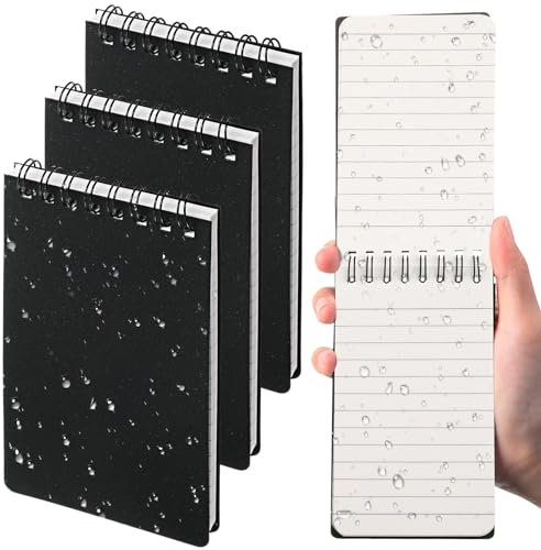 Geyoga 3 Pack Waterproof Spiral Notebook 3 x 5 Weatherproof Notepad Top Bound Pocket Notebook All Weather Pocket Notebook Police Notepad Tactical Steno Pads Memo Pads Journal Notepad for Outdoor