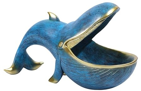 SUMKTO Wal Statue Harz Wal Figur Spaß Candy Dish Schlüssel Schüssel Behälter Aufbewahrung sbox für Eingang Tisch, große Mund Skulptur Tisch Kunst Geschenke für Heim Dekoration