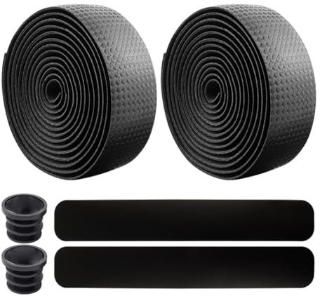 BNOYONERAS Bike Handlebar Tape Bicycle Bar Tape, Superior Breathable Non-Slip Shock-Absorbent Bike Handlebar Tape Black, Include 2x Rolls of Bar Tape, 2x Finishing Strips, 2x Bar End Plug