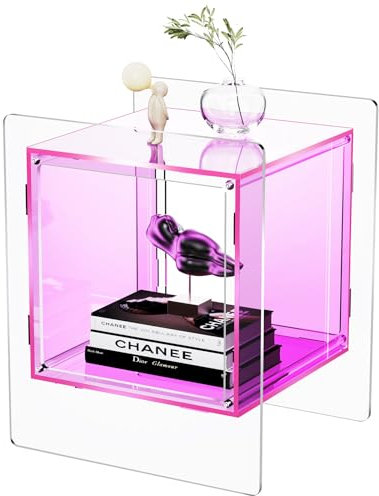 solaround Nachttisch aus Acryl, Transparenter Beistelltisch für Wohnzimmer, 46 x 40 x 55 cm (Rosa)