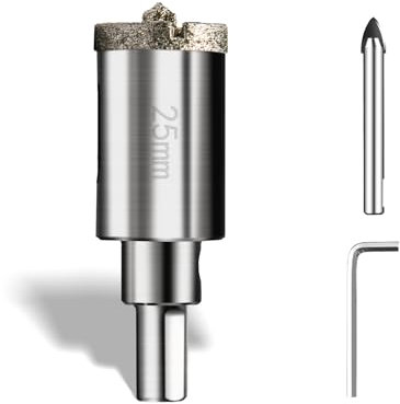 Scie Cloche Diamantée 25 mm Avec Foret Guidage de Centrage Ouvre Trou en Verre Foret Diamant Trepans pour Carrelage Trépan Diamant pour Carrelage, Porcelaine, Verre, granit, Marbre et Céramique