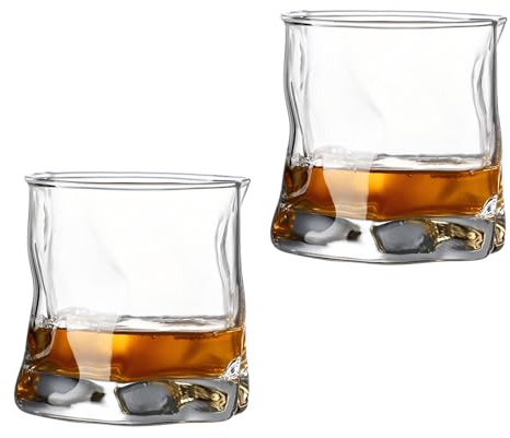 GFPHBJ Bicchieri Whisky Personalizzati, Senza Piombo Irregolare Bicchiere, Adatto per Bere Bourbon, Scotch, Cognac, Cocktail,2PCS