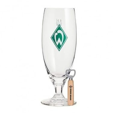 Werder Bremen SV Bierglas 0,3l + Holz Flaschenöffner Fanartikel Set