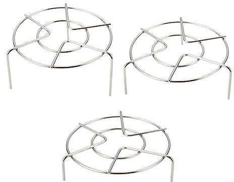 LABRIMP 3pcs Stainless Steel Cooking Steam Rack Set Multifunctional Household Steaming Stand Heat Resistant Cooker Rack for Kitchen Use