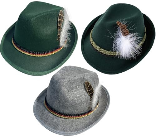 BEAHING Deutscher Hut 3PCS Erwachsener Deutscher Hut Retro Beer Hut für Bierfestival Paty Outdoor Aktivitäten Kostüm Accessoire Deutsch Hut
