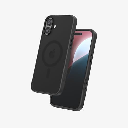FLOLAB Surtect Tri-Fusion Magnetic für iPhone 16 Hülle, schützendes, schlankes Design, MagSafe-kompatibel, militärischer Standard – schwarz matt transluzent