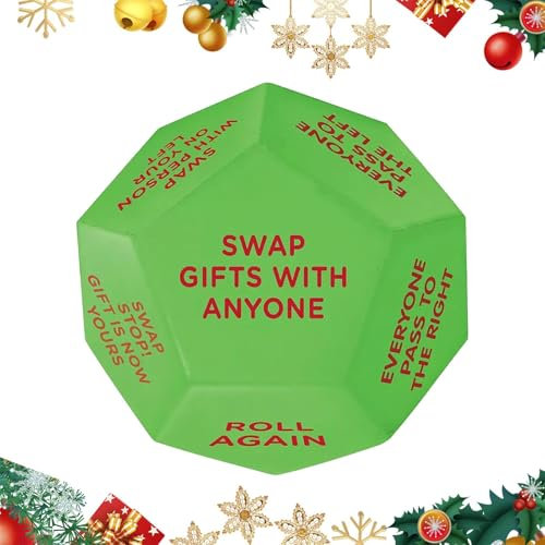 Weihnachtsmann-Würfelspiel – 12 verschiedene Seiten Weihnachtswürfel – kleine PU-Würfel, Würfelrollspiel, lustige Würfelspiele für Frauen und Männer