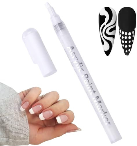Quick Dry Fine Tips Nail Art Pens for DIY Nail Decoration,Nail Drawing Pen,Nail Varnish Pens for DIY Nail Art,White Nail Pencil,Fine Tips Nail Polish Pen,Nail Art Stamp Pens,Nail Art Tools(White)