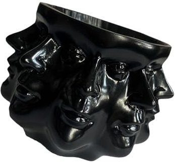 Ronyme Maceta de Resina con múltiples Caras en 3D, Resistente y práctica para estantes, mesas y Jardines, Negro