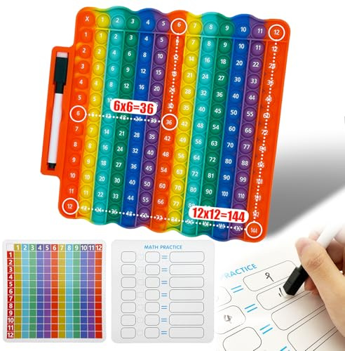 Zamety Juguetes Popit, Juguete Popit, Popet para Aprender a Multiplicar Números, Popper Fidget Toy con Tarjetas Matemáticas y Bolígrafos Borrables, Juguete Autista para Niños y Adultos