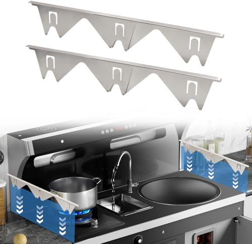2 Stück Einziehbare Herdspaltabdeckungen aus Edelstahl, Lückenfüller für Herdplatten, Langer Spaltfüller, Verstellbare Länge 35-70cm, Dichtet verschüttete Flüssigkeiten zwischen Theke, Herd, Backofen