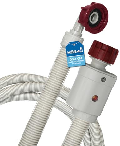kör4u Tubo per lavatrice con valvola di sicurezza 3/4 – 500 cm max. 20 bar pressione di lavoro, per un collegamento sicuro alle lavatrici, protezione antiriflusso