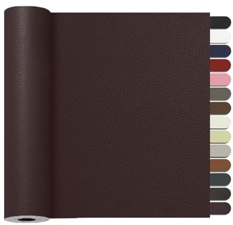 RggEyy Kunstleder Selbstklebend Dunkelbraun, 40x300cm Leder Reparatur Set, Leder Patch, Selbstklebend Lederflicken Leather Repair für Sofa, Möbel, Autositze, Jacken, Handtaschen.