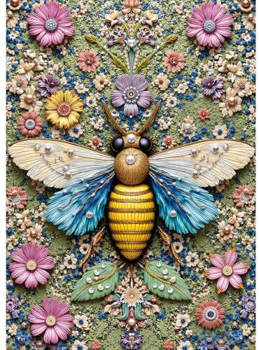 Sutinban 1000 Teile Puzzle für Erwachsene Pearl Butterfly mit Perlenmuster & Blütenmotiv Wanddekoration 50x70cm Entspannend & Herausfordernd Puzzles 1000 Teile