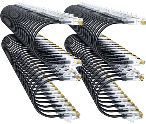 10Gsupxsel Cat6a Patch Cables 0.5ft (96 Pack) Slim, Cat6 Ethernet Patch Cable Pure Copper, Flexible Cat 6 Patch Cable 550MHZ 10G, Space-Saving Cat 6A Network Cables for Patch Panel Black