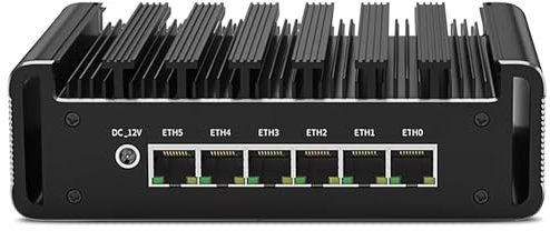 HAICOTECH Firewall Mini PC 12th Gen Twin Lake N150-Upgraded N100, 8G DDR5 RAM 128G SSD, 6x2.5GbE i226-V LAN Micro Router Computer, Fanless, AES-NI, OPNsense
