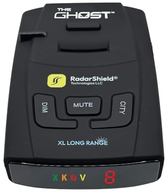 RadarShield Advanced Radar Detector for Cars, Ghost Radar & Laser Detector with Long Range Detection, IVT Filtering, Laser Detection, Mute & Dim Buttons, Includes Mount & 12V Adapter, Black