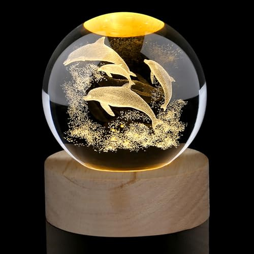 60 mm Delphin Glaskugel Deko Tier-Kristallkugel Geschenke für Männer | AWARDSEN Glaskugel Deko Wohnzimmer Ein Delphin Geschenk für Tierliebhaber