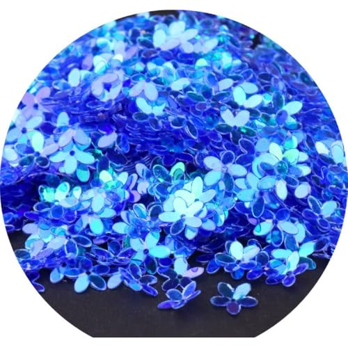 Anevous 300PCS Pailletten zum Basteln,Lose Pailletten,Five-Petal Flower Sequins,Glitzer Spangles Set für Nähen,Aufkleben,Auffädeln,DIY Handwerk,10mm,Dunkelblau A