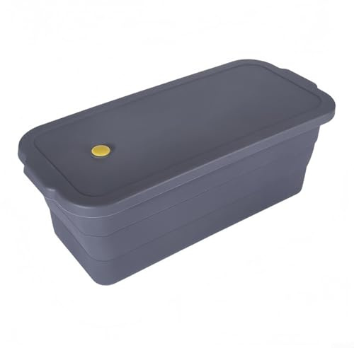 Silikon-Kastenform Brotblech mit Metallrahmen und Deckel, antihaftbeschichtet, faltbar, Backformen für Küche, einfacher Entriegelungsmechanismus für Brot, Hackbraten, Pfund, Kuchen, Grau, 32 x 14,5 x