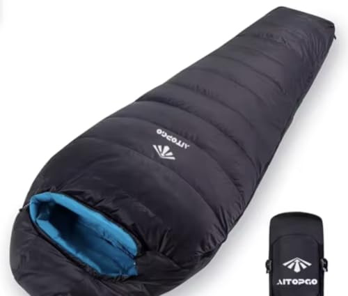AlpinSpirit Schlafsack [Ultraleicht] 3 Jahreszeiten Sommer & Winter, kleines Packmaß, Komfort, 210x75 cm, leicht & kompakt für Outdoor, Camping, Hiking & Festival, Mumienschlafsack