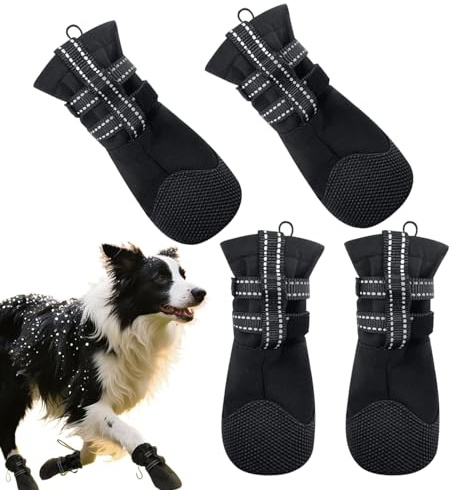 Yulokdwi Hundestiefel & Pfotenschützer | 4-Teilige wasserdichte Haustierzubehör | Schneestiefel für Hunde | Für Mittelgroße Und Große Rassen Für Wanderungen Outdoor Spaziergänge Sommer Regentage