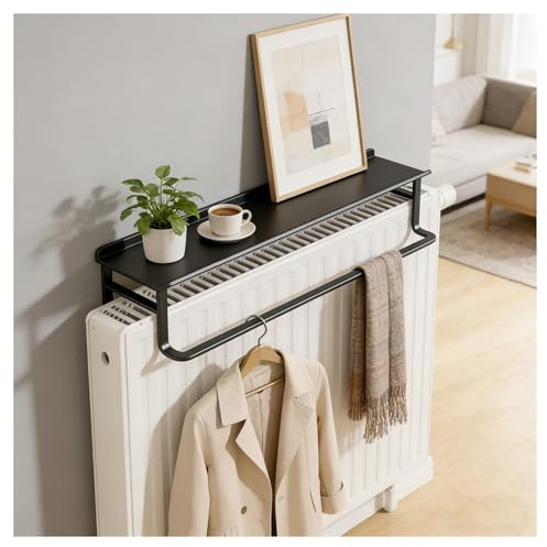QSTGX Radiator Topper Shelf Metal, Mesh Cutout No-punch Installation for Office, Hallway, Living Room, Kitchen, Bedroom, Bathroom(White,19.69 in/50cm)