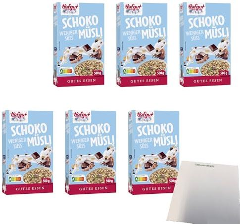 usy Bundle für Hofgut Müsli Schoko wenig süß VPE (6x500g Packung) + usy Block