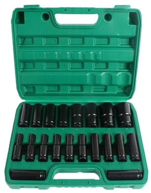 Impact Socket Set 1/2 Inch Deep - 20PCS 8-32mm Metric CR-V Steel Sockets for Impact Wrench, Electric Drill, Car Repair & DIY - with Storage Case
