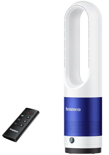 Senmeo Bladeless Tower Fan with Remote, 22 Inch Oscillating Standing Fan, 8 Speeds, 9H Timer, LED Display, Easy-Clean Portable Floor Fan for Bedroom & Home Office