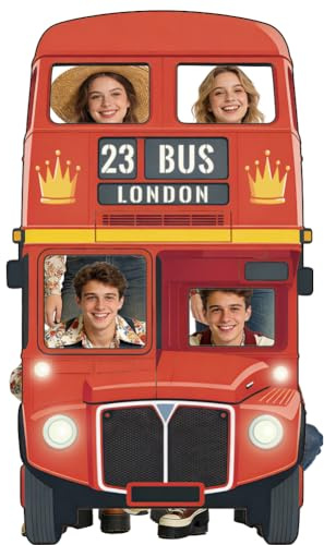 WADORN Double Decker Bus Party Dekoration Hintergrund, 200x115cm Klassisch London Bus Banner Hintergründe Autos Thema Fotografie Hintergrund Groß Foto Kabine Requisiten für Geburtstag Party Dekor