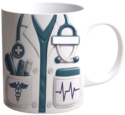 2026 Taza personal médica con diseño 3D como idea de regalo para estudiantes para el día del médico o el estudio (azul cielo, talla única)