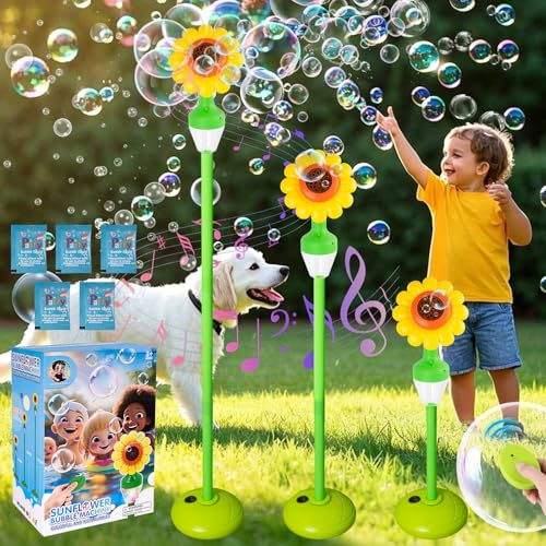 YYSWSAKY Machine à Bulles Automatique, Rechargeable Machine a Bulle avec Lumineuse et Musique pour Enfant, Jardin, Anniversaire, Mariage, Fête, Hauteur Réglable 51cm-119cm, avec Télécommande (Jaune)