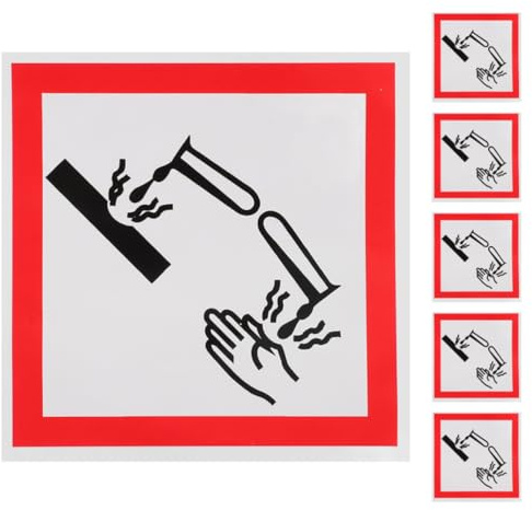 Klebeschild 6 Stück Pvc Warnschild für Ätzende Stoffe