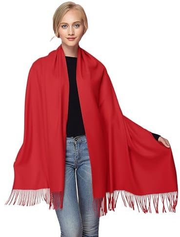 Pashmina Stola Damen für Abendkleid Kaschmirstola Kaschmir Schal Umhang Paschmina - Rot
