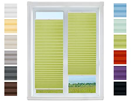 Plissee Rollo NACH MAß zum Anschrauben | TOP QUALITÄT Pearl Stoffkollektion | Halterungen zum Schrauben | Faltrollo Jalousie, Sichtschutz, Sonnenschutz Fenster (Grün, B: 91-100 cm, H: 131-150cm)