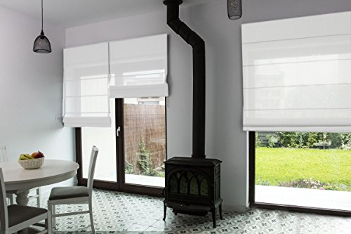 Premium-Raffrollo nach Maß, Raff-Gardinen, Vorhang, hochqualitative Wertarbeit, alle Größen verfügbar, halbtransparent, maßgefertigt, Klemmfix ohne Bohren (180cm Höhe x 180cm Breite/Weiß)