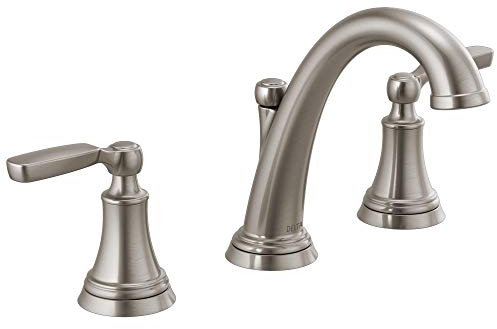 Delta Woodhurst Badezimmer-Wasserhahn mit 2 Griffen, mit Metallablauf, Edelstahl (3532LF-SSMPU)