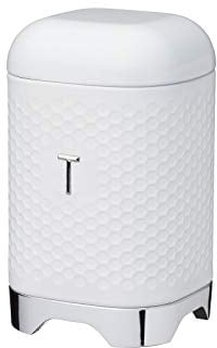 KitchenCraft Lovello Textured Tea Caddy with Geometric Hexagon Pattern, 11 x 11 x 19 cm (4.5 x 4.5 x 7.5) - Ice White