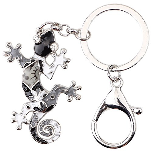 NEWEI Süß Emaille Gecko Schlüsselanhänger Ringe Eidechse Reptil Anhänger Für Frauen Mädchen Kinder Tasche Charms Auto Geschenke