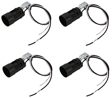 sourcing map 4Stk Wandlampe Anhänger Lichthalter E14 Lampenfassung mit Draht Schwarz 60mm Höhe