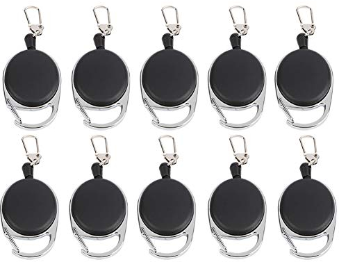 Dilwe Einziehbarer Schlüsselanhänger, Ausweis jojo Ausziehbar Schlüsselkette Ausweishalter mit 60cm Nylondraht seil Metall Clip für Ausweis im Außenbereich(10pc)