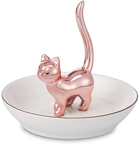 ROSA&ROSE Porte-bagues pour bagues et Bijoux, Plateau À Bijoux et Anneau Plateau Bibelots Plateau Anneau Titulaire Bijoux Stand - en Forme de Chat