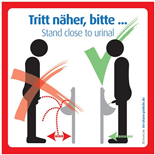 immi 4x Tritt näher, bitte, Pissoir Aufkleber, Urinal Schild, 9,8 cm
