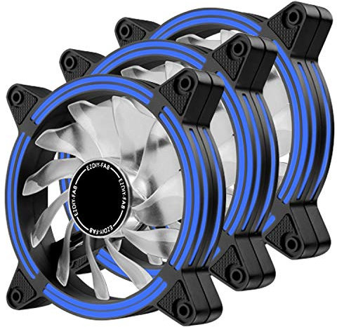 EZDIY-FAB Ventilateur à Del Bleu de 120 mm,Ventilateur à boîtier à Deux Cadres à Del pour boîtiers en PC,Silencieux à Flux d'air élevé,refroidisseurs d'UC et radiateurs,3-Pin-3-Pack
