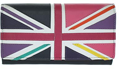 Mala Leder Union Jack Sammlung Leder Geldbörse RFID Blocking 3479_29 Marineblau